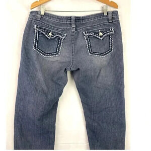 Eighty Eight Blue Denim Jeans Low Rise White Embroidered Sz 15